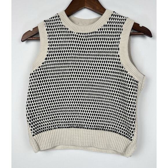 Varley Open XS Knit Tank Top Cream Black Sleeveless Sweater Vest - Picture 3 of 9